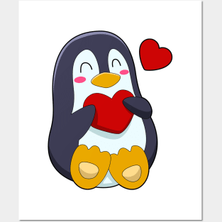 Penguin with Heart Posters and Art